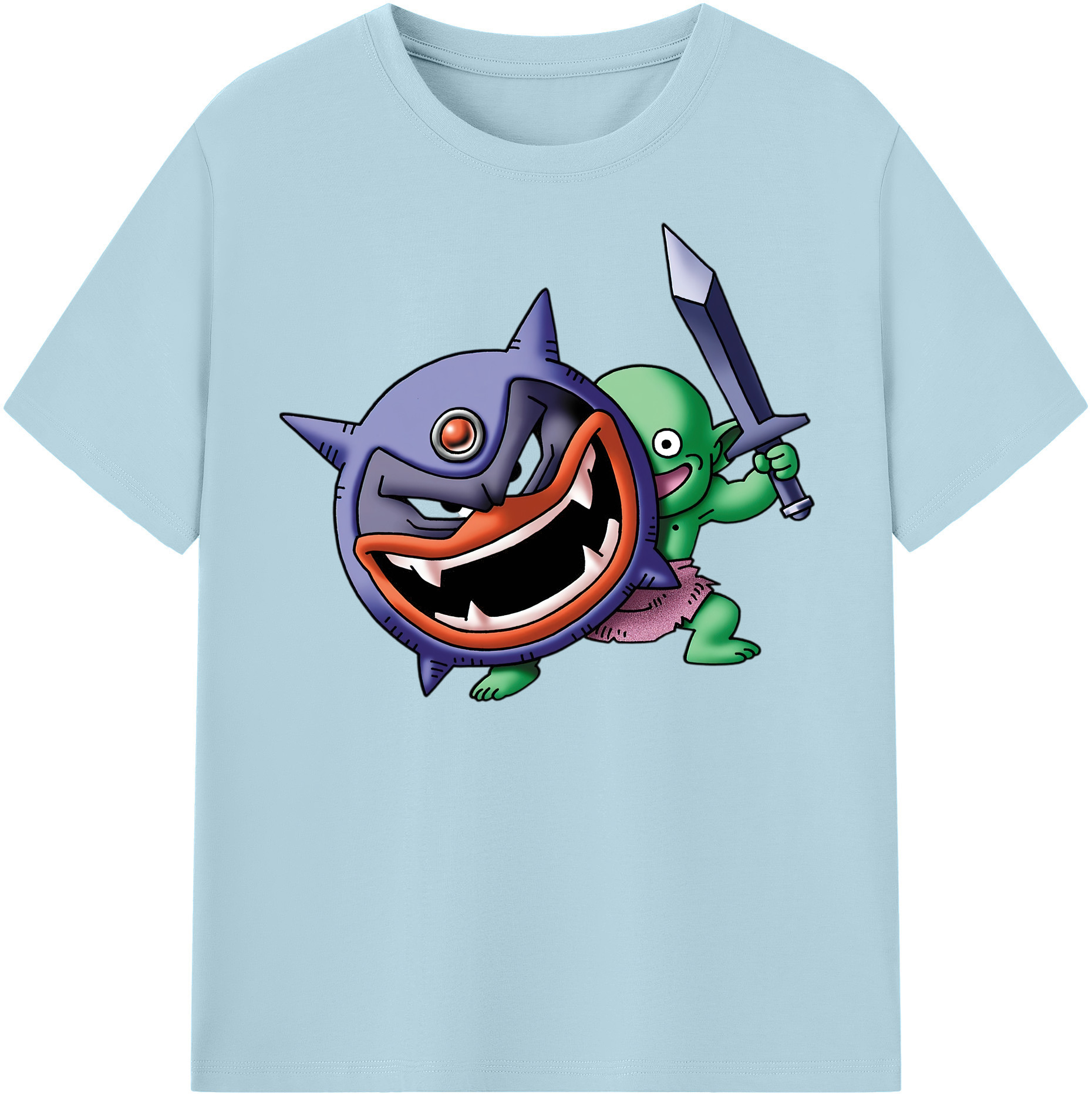 （画像用） ドラゴンクエスト Doragon Kuesuto Dragon Quest 綿100％半袖Tシャツ（フロントプリント）